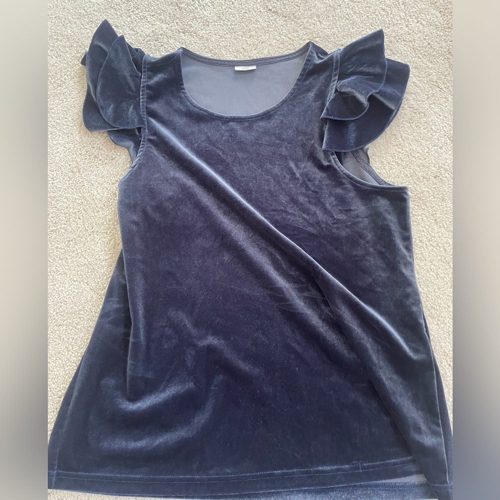 Jacqueline DeYong Blue Velvety Shirt